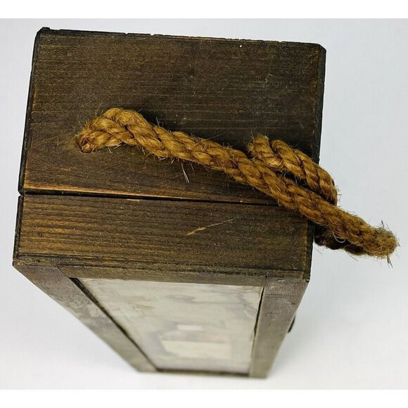 13"x4"x3.5" Rustic Wood Single Bottle Hinged Wine Liquor GIFT BOX Tote Carrier - Picture 6 of 8